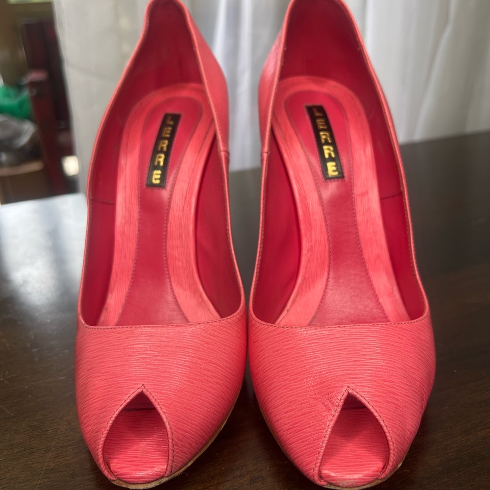 Lerre di Napoli Pink Peep-Toe Heels Size 38